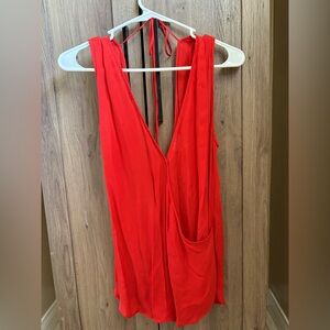 Haute Hippie Vibrant Red Draped Silk Top NWT size small